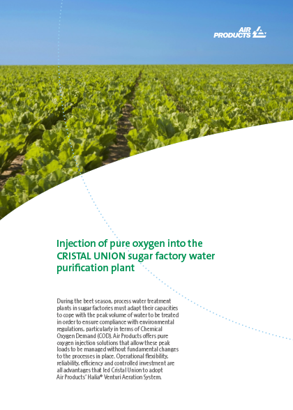 Injection of pure oxygen into the CRISTAL UNION sugar factory water purification plant