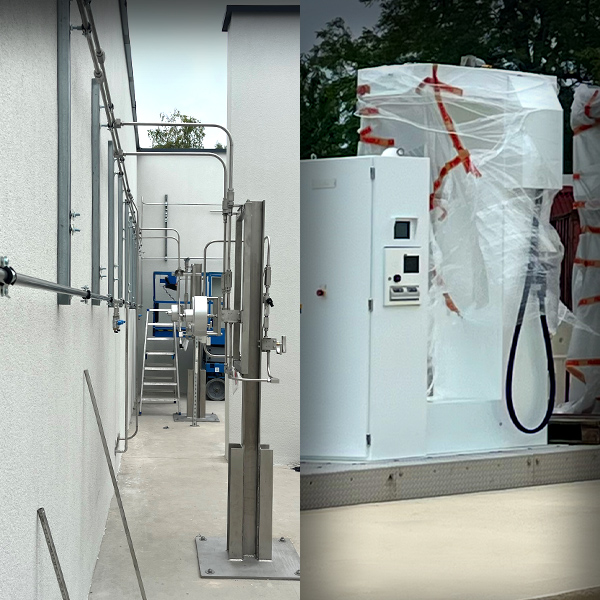 Verlegung von Versorgungsleitungen und Aufstellung von weiterem Equipment 