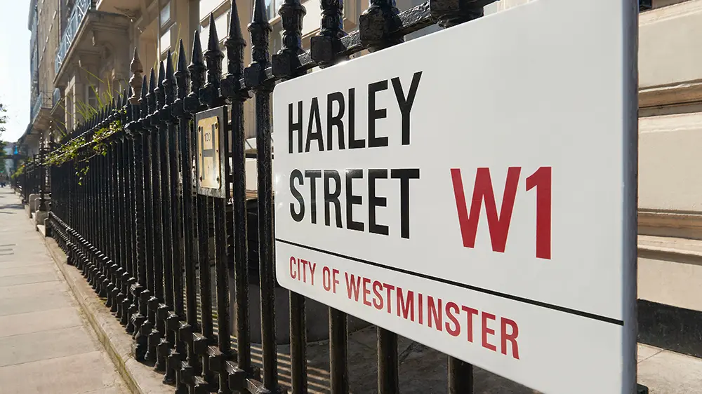 Harley Street Westminster Street Sign